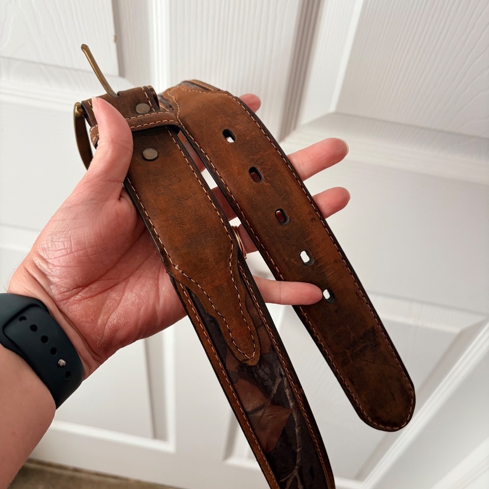Nocona Belt Co Mens 44 Brown Leather Camo  Belt N24998222 - Picture 9 of 10